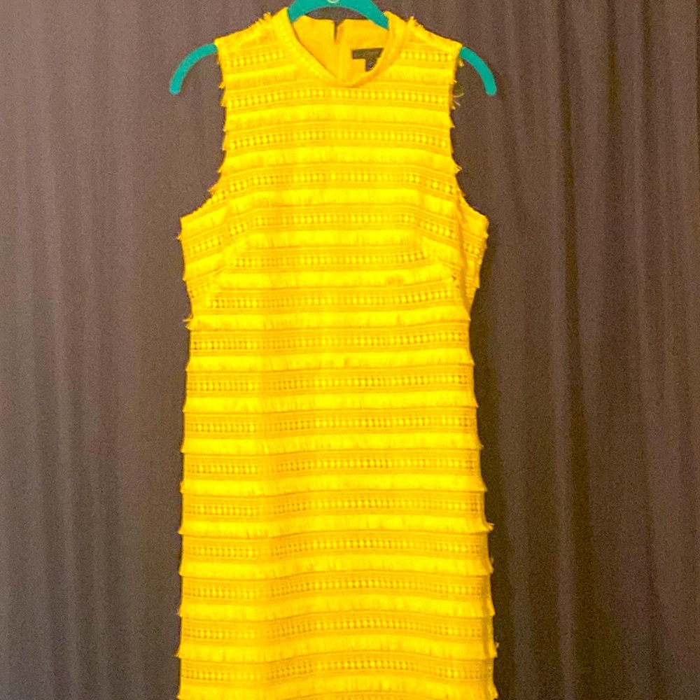 J Crew Citron Sheath Dress Fringe Detail - Never Worn